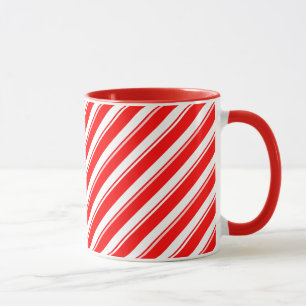 Tasse rayée blanche rouge de motif de menthe