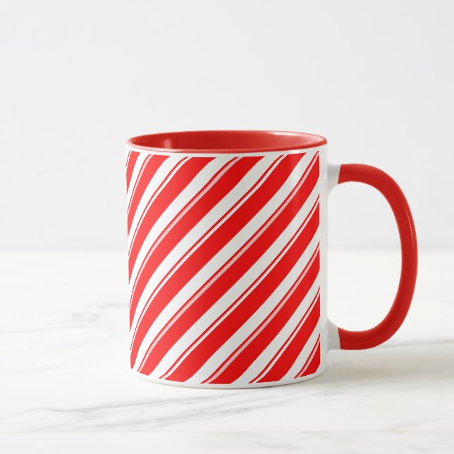 Tasse rayée blanche rouge de motif de menthe (Droite)