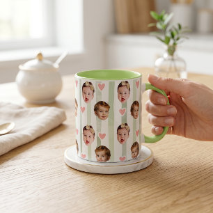 Tasse rayée de photo personnalisée   Bébé mignon