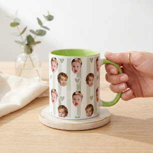 Tasse rayée de photo personnalisée   Bébé mignon