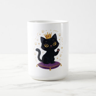 Tasse Reine Chat Noir Cadeau Royal Amateur de Chat