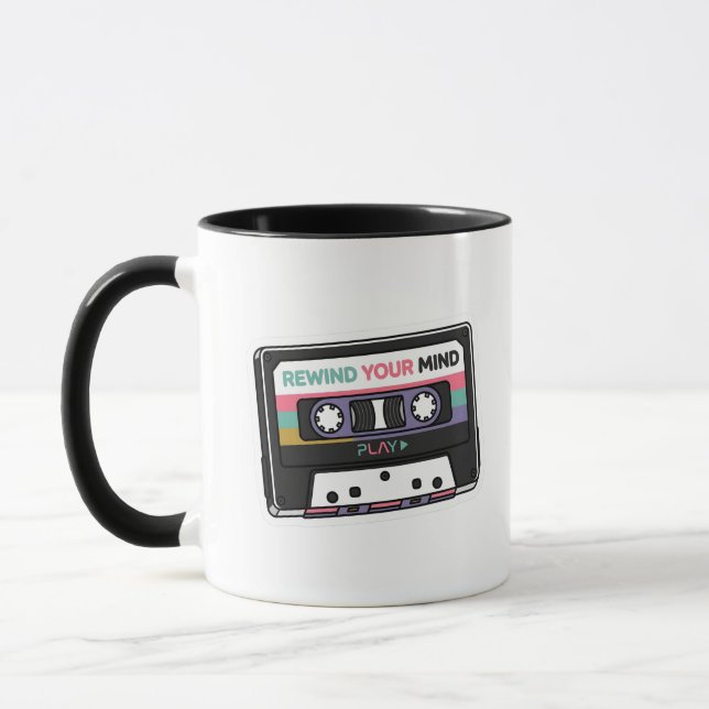 Tasse Rembobinez Votre Esprit Cassette Audio Rétro (Gauche)