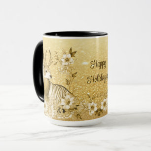 Tasse Renne Floral Doré