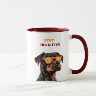 Tasse Restez Pawsitive – Chien Cool avec des Lunet
