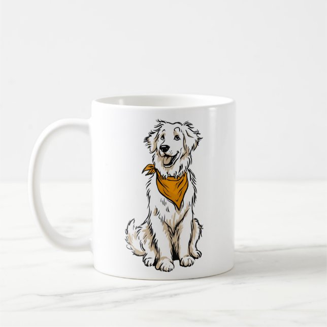 Tasse Retriever doré blanc Bandana Citrouille Auto (Gauche)