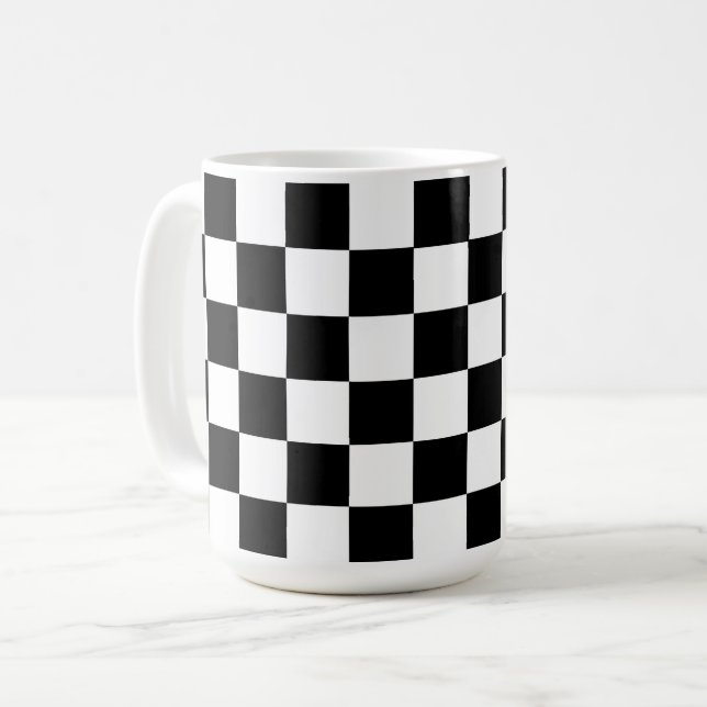 Tasse Rétro à Damier Noir et Blanc (Devant gauche)