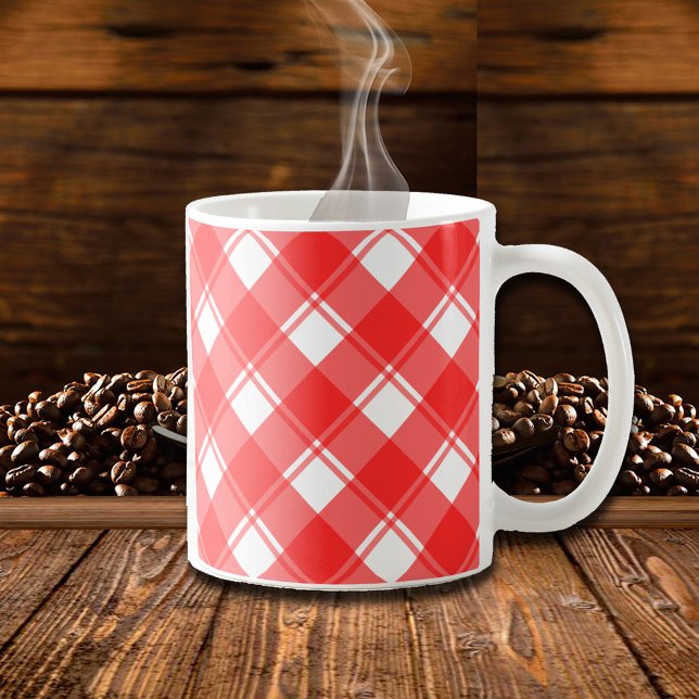 Tasse rétro carreaux rouge et blanc (Créateur téléchargé)