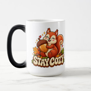 Tasse Rétro Écureuil Restez Cosy Deux Tons