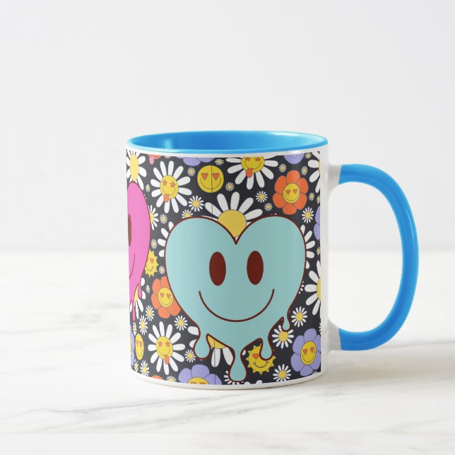 Tasse Rire Rétro Design Drôle de Visage Souriant (Droite)