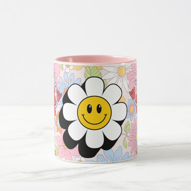 Tasse Rire Rétro Design Drôle de Visage Souriant (Centre)