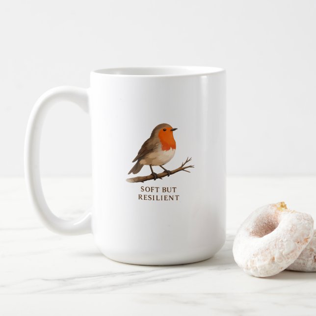 Tasse Robin Coffee - Cadeau d'oiseau résilient dou (Avec donut)