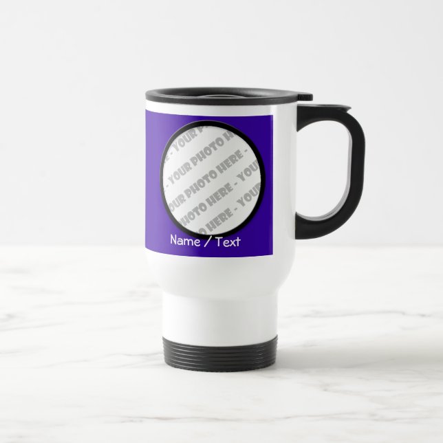 Tasse ronde de voyage de photo et de textes - (Droite)