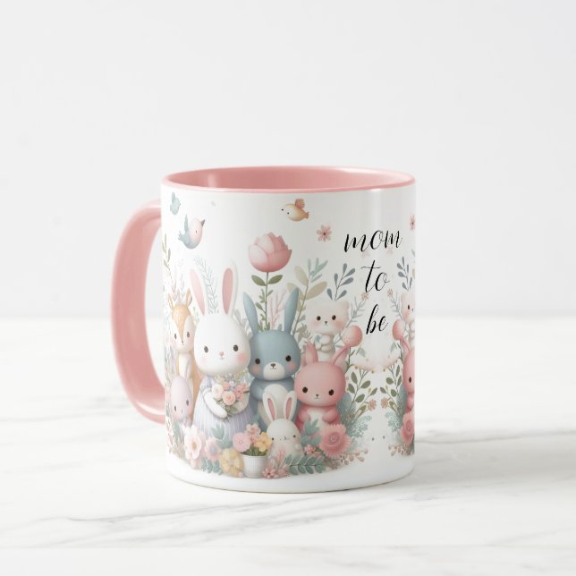 Tasse Rose Animaux de la Forêt Future Maman (Devant gauche)