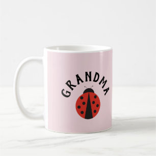 Tasse rose avec coccinelle pour la grand-mère
