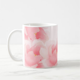 Tasse rose-clair de pivoine florale d'aquarelle