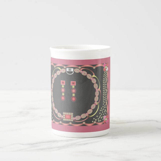 Tasse rose de conception de bijou (Devant)