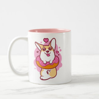 Tasse rose de corgi de beignet