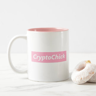 Tasse rose de Cryptocurrency Bitcoin $ de crypto