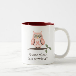 Tasse rose de hibou de ruban de survivant de