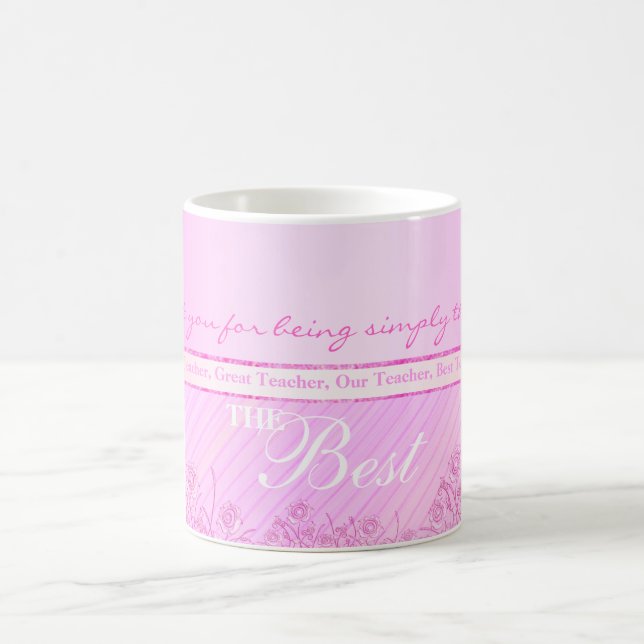 Tasse rose de roses pour le meilleur professeur (Centre)