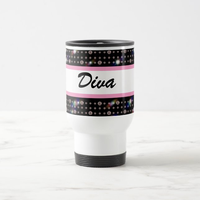 Tasse rose de voyage de Bling de diamant (Centre)