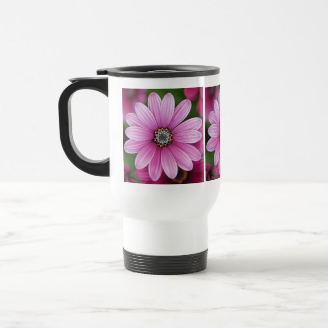 Tasse rose de voyage de marguerite (Gauche)