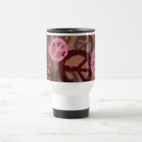 Tasse rose de voyage de signes de paix