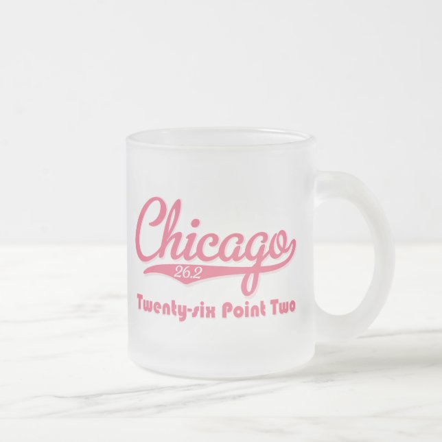 Tasse rose en verre givré de marathon de Chicago (Droit)