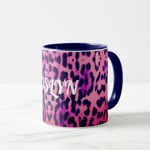 Tasse rose et bleue mignonne de nom de poster de