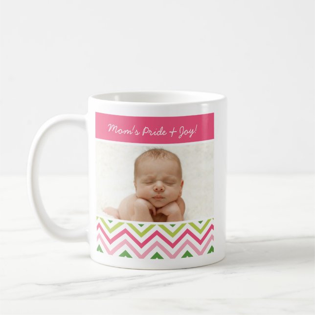 Tasse rose et verte de photo de Chevron (Gauche)