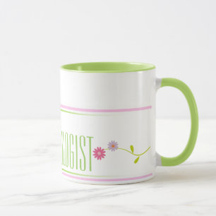 Tasse rose et verte de psychologue d'école de caf