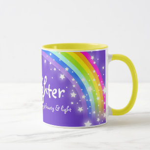 Tasse rose pourpre d'arc-en-ciel personnalisée par