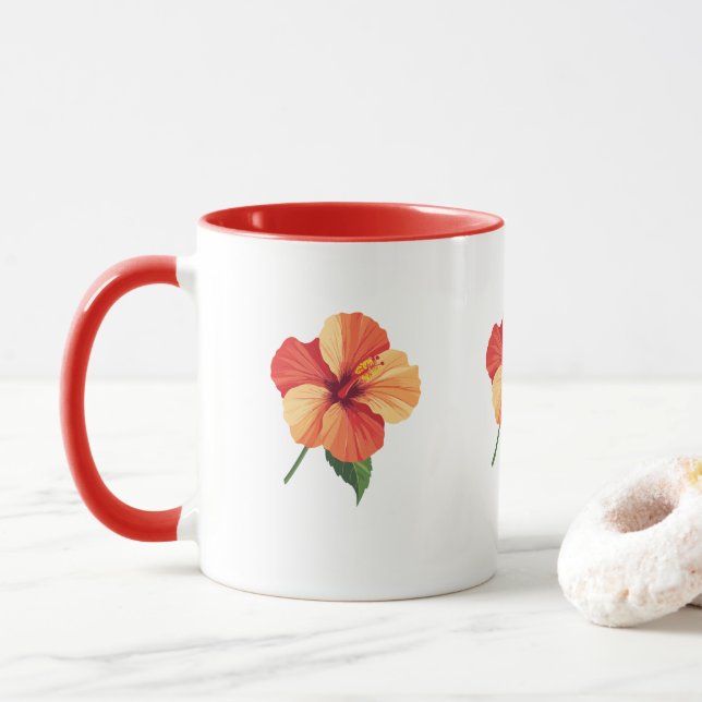 Tasse rose tropicale hibiscus (Avec donut)