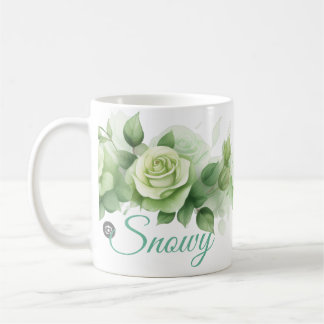 tasse roses vertes enneigées