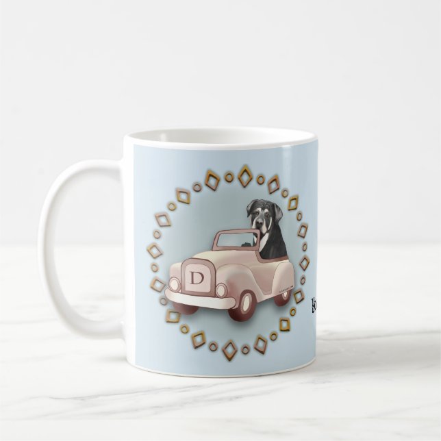 Tasse Rottweiler Conduisant une Voiture (Gauche)