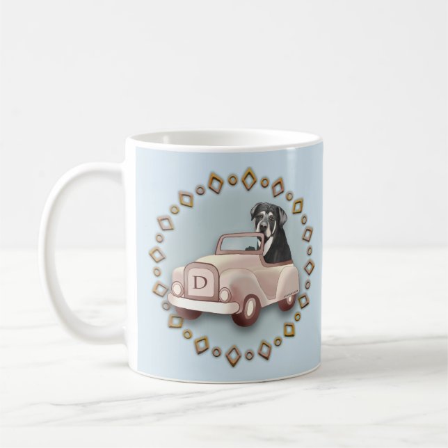Tasse Rottweiler Conduisant une Voiture (Gauche)