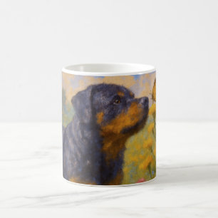 Tasse Rottweiler Papa Portrait de chien peint