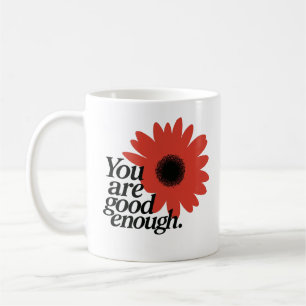 Tasse Rouge à Marguerites "Vous Êtes Suffisant"