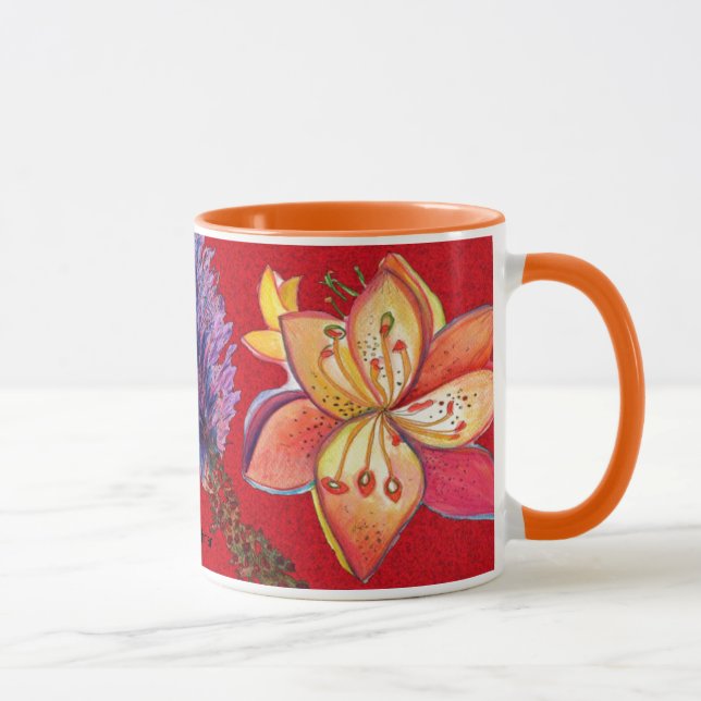 Tasse rouge abstraite d'orchidée (Droite)
