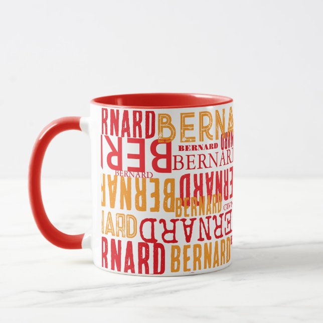 Tasse rouge avec une typographie cool de noms  (Gauche)