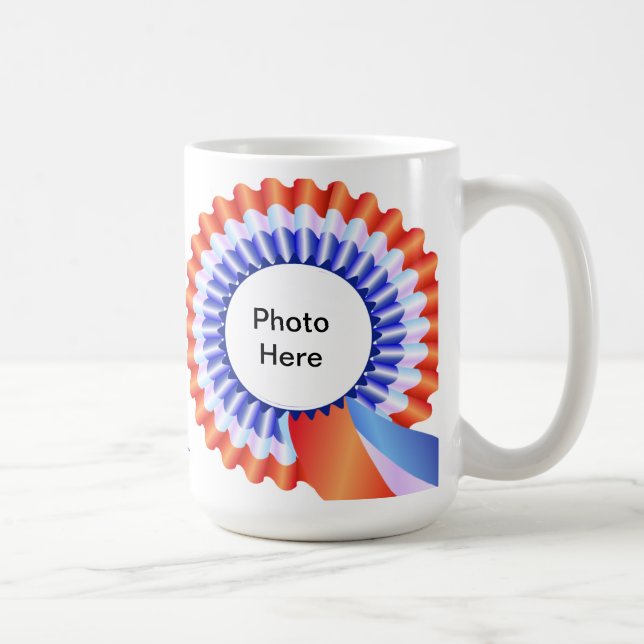 Tasse rouge, blanche et bleue de photo de rosette (Droite)