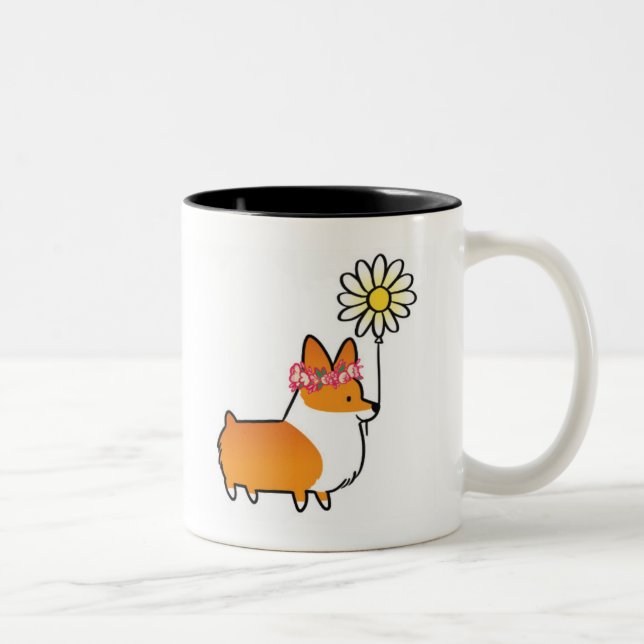 Tasse rouge | CorgiThings de flower power de corgi (Droit)