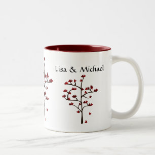 Tasse rouge d'amour d'arbre de coeur