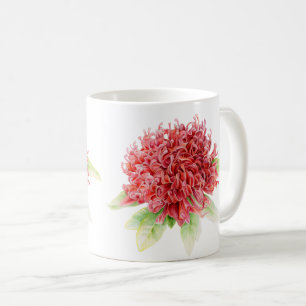 Tasse rouge d'art d'aquarelle de fleur de Protea