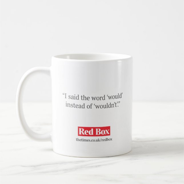 Tasse rouge de boîte - je would ai dit mot ' (Gauche)