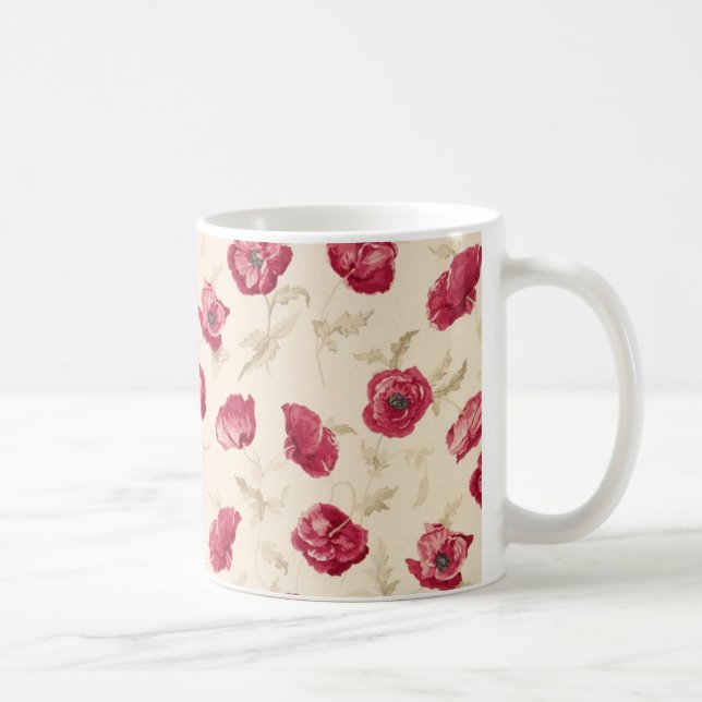 Tasse rouge de motif de pavots (Droite)