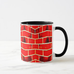 Tasse rouge de mur de briques