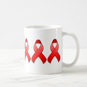 Tasse rouge de ruban de conscience