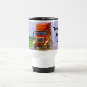TASSE ROUGE DE VOYAGE DE CAMION DE GRANDE