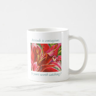 Tasse rouge d'encouragement d'attitude de lis